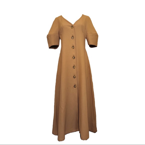 V-neck maxi shirt dress - Picture 2 of 7